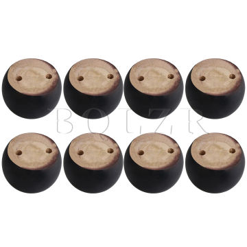 BQLZR 8PCS Black Wooden Round Cabinet Couch Legs 8x5cm for Furniture Hardware