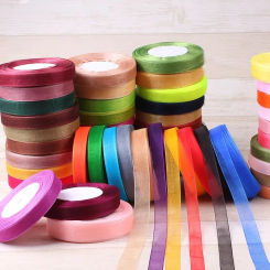 12mm-40mm 50yards Organza Ribbon For Wrapping Christmas Party Home DIY Gift Packaging Wedding Decoration Tapes Handmade Fabric