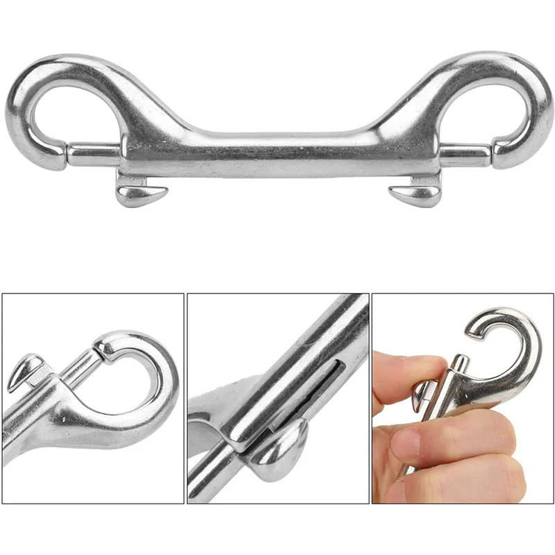 Description Picture 4 of item5PCS Marine Stainless Steel 316 Double End Bolt Clips 90mm 100mm 115mm Heavy Duty Snap Hook For Sucba Diving Pet Chain