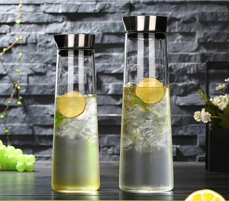 Description Picture 3 of item1L/1.5L Thickened Glass Water Bottle With Stainless Steel Lid Cold Water Jug Pitcher Boiling Water Juice Glass Pitcher Bottle