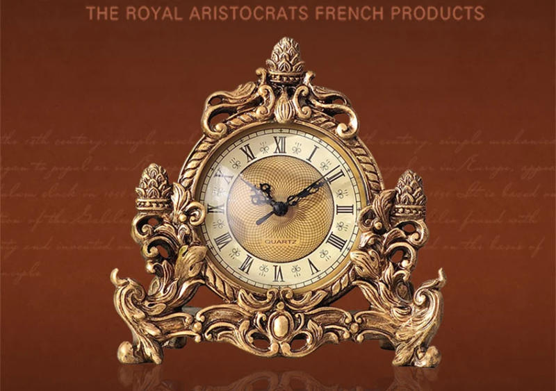 Description Picture 2 of itemEuropean Style Retro Clock Desk & Table Analog Clock Battery Operated with Silent Sweep Mechanism, Decoration Clock for Home