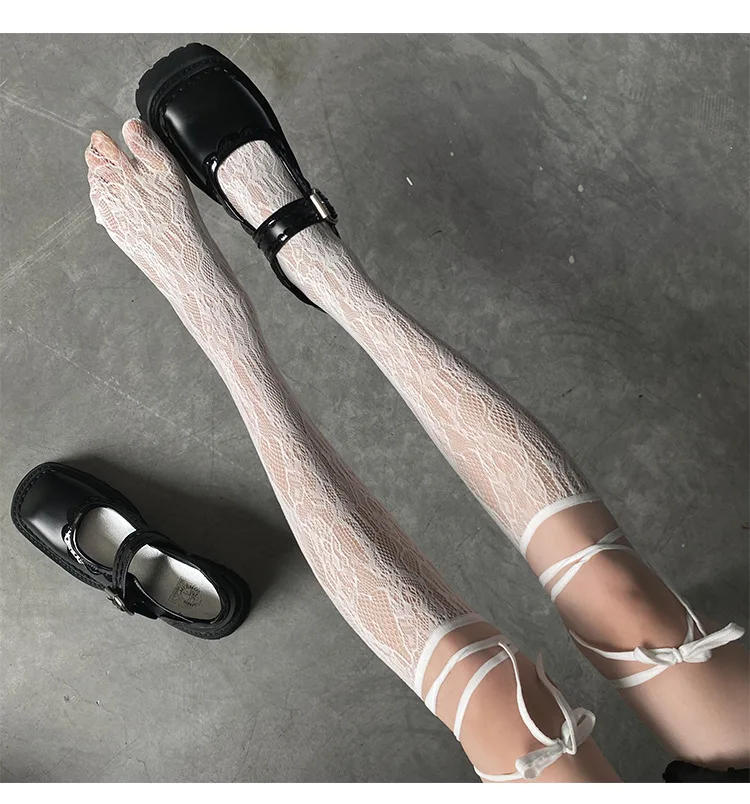 Description Picture 4 of itemLolita Split Toe Socks Strappy Fishnet Stockings Ins Tide Cool Girl JK Knee Socks Japanese Lolita Jk Long Socks Knee High Socks