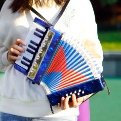 17-Key 8 Bass Small Celluloid Accordion Mini Rhythm Band Toys Educational Musical Instrument Toy for Children Beginner Gifts