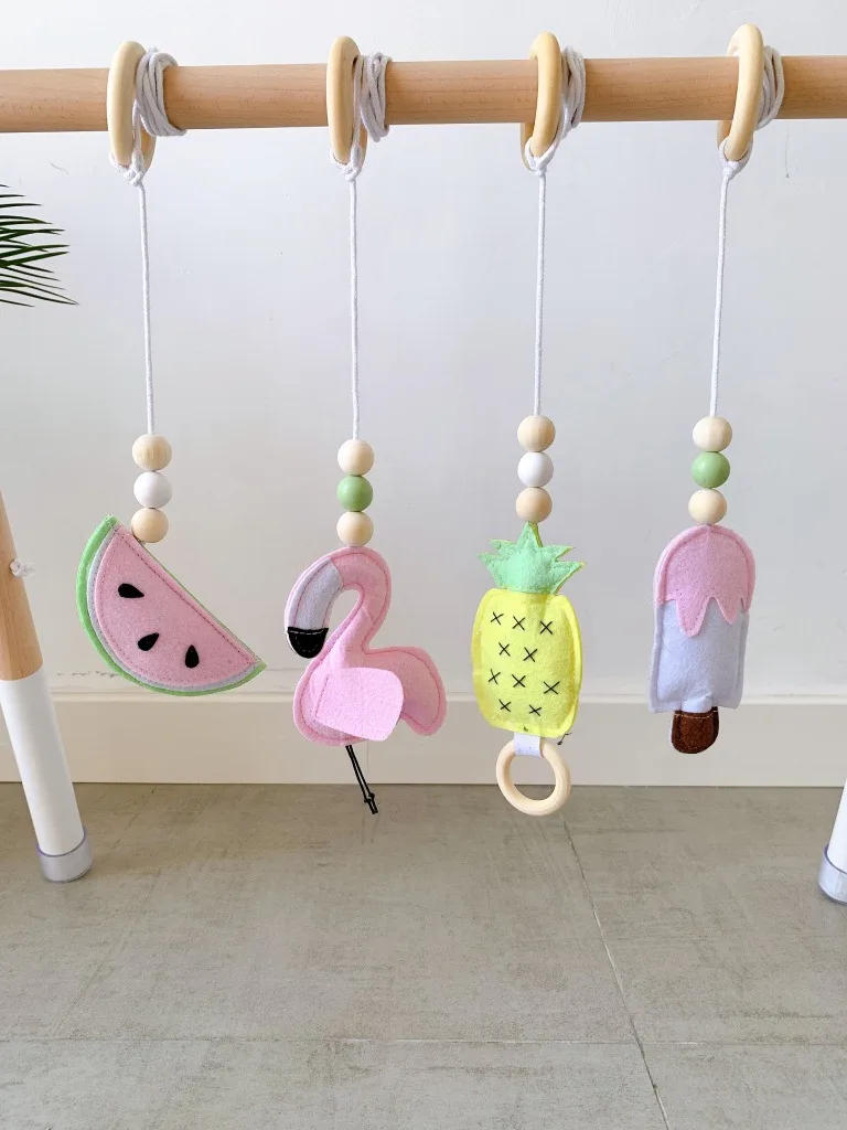 Description Picture 5 of itemBaby Play Gym Frame Wooden Beech Activity Gym Frame Stroller Hanging Pendants Toys Teether Ring Nursing Rattle Toys Room Decor