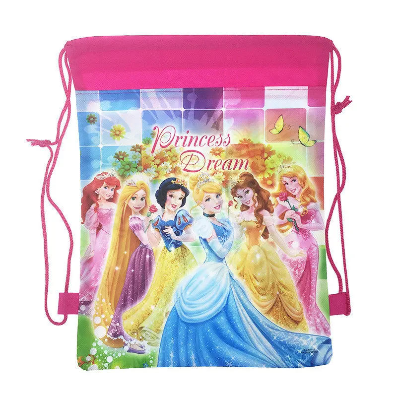 Description Picture 5 of item5/10/20/30PCS Cartoon Cinderella Drawstring Bags Child Birthday Party Disney Six Princess Belle Bags Girl Favor Ariel Back Bag