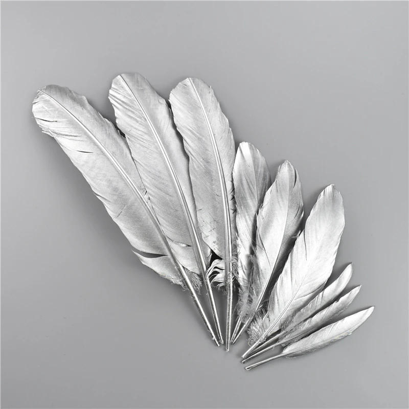 Description Picture 5 of item10Pcs/Lot Gold Silver Goose Feathers Duck Turkey Pluma for Crafts Party Carnival Decor Golden Wedding Decoration Feather for Diy