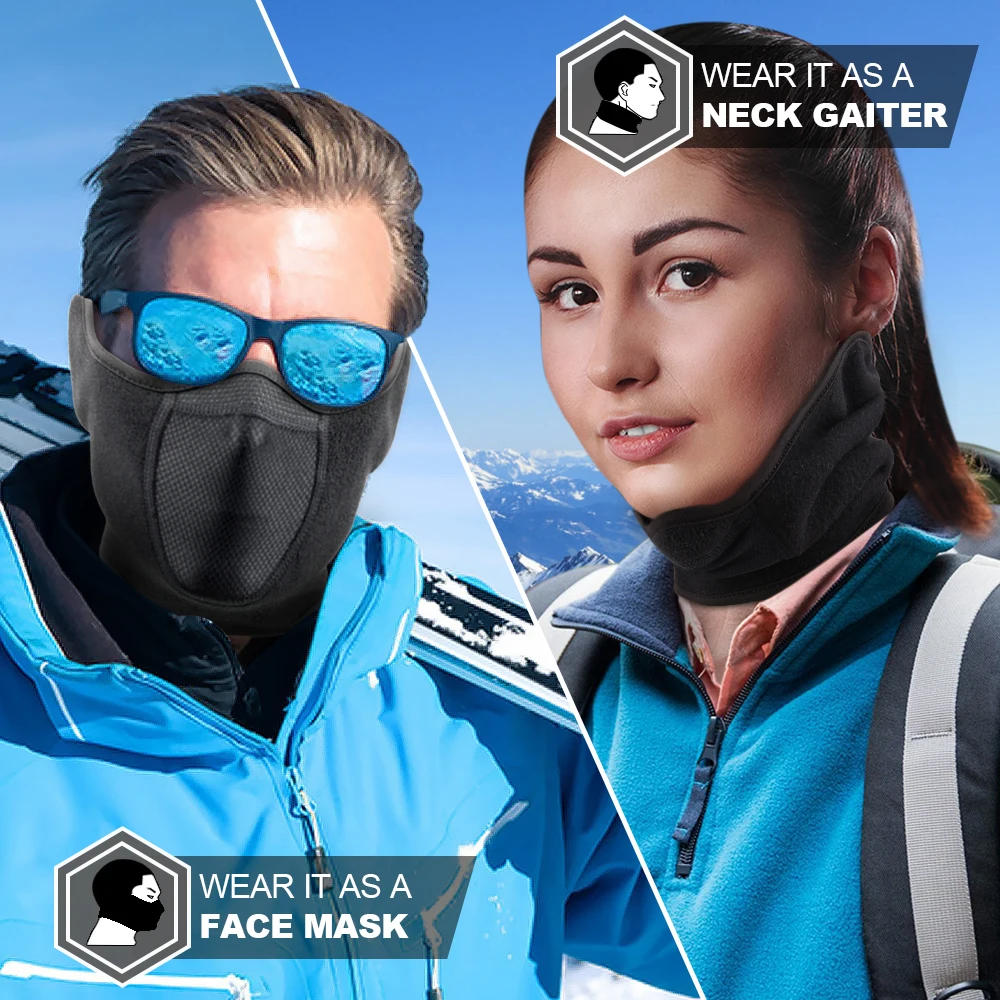 Description Picture 4 of itemCold Weather Neck Warmer Ear Cover Fleece Thermal Scarf Mask Face Bandana Skiing Cycling Sport Snowboard Hiking Men Women Winter
