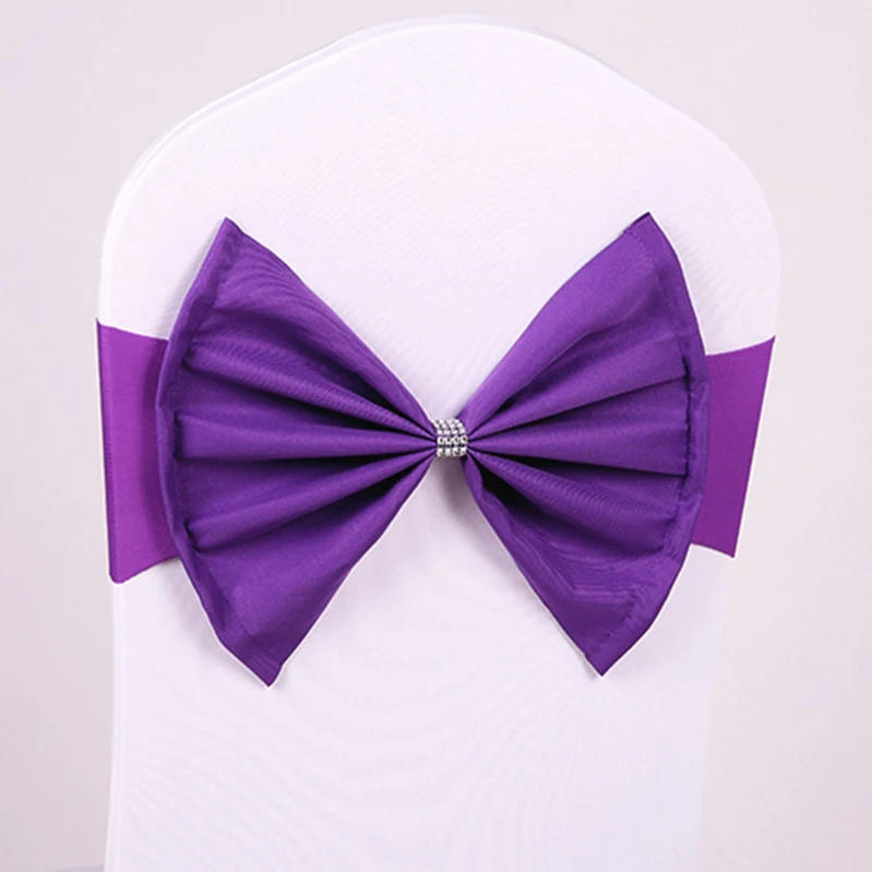 Description Picture 6 of item25pcs/Lot Wholesale Bow Chair Sashes Band For Party Birthday Banquet Chair Bow Tie Band Belt Romantic Wedding Decoration Sale