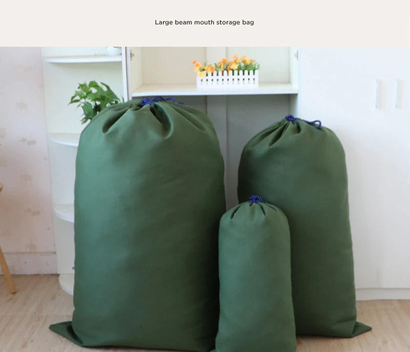 Description Picture 2 of itemMoving Luggage Bags Large Canvas Heavy Duty Laundry Bags Green White Thick Breathable Dust-proof Drawstring Storage Pouch Bags