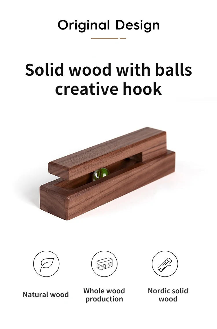 Description Picture 3 of itemNordic Walnut Beech Towel Hook Strong Viscose Wall Hanging Door Wooden Creativity Hook Free Punching Bathroom Home Hotel Storage