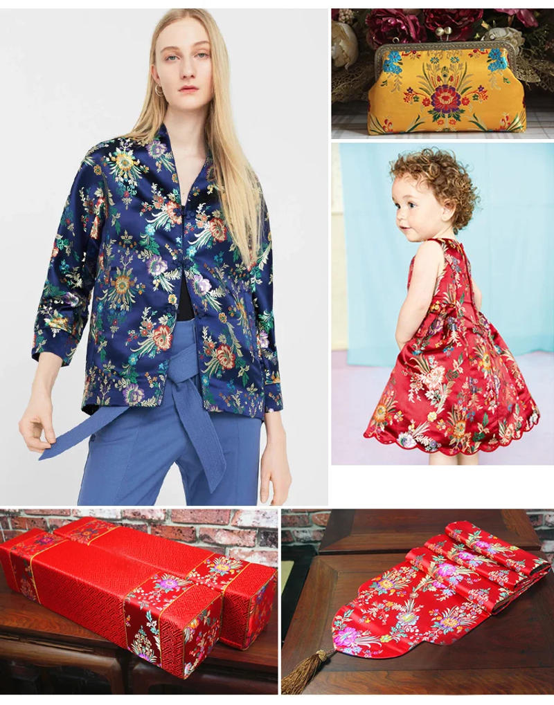 Description Picture 6 of itemvitage pattern flowers brocade jacquard clothing fabrics for diy cheongsam dress sewing cloth Support drop shipping