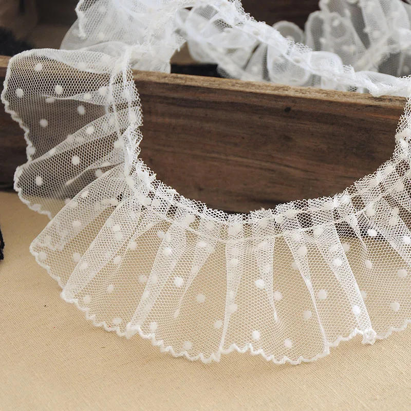 Description Picture 2 of item6CM Wide Modern Wavelet Pleated Mesh Yarn Three-dimensional Lace Dress Hair Accessories Boots Bag Pet Decoration
