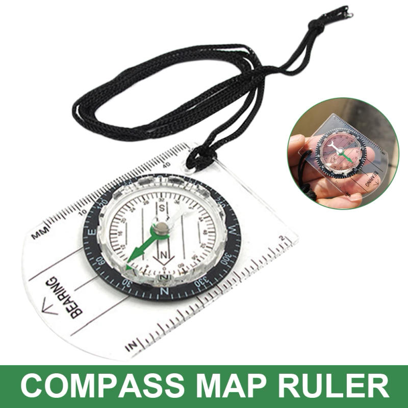 Description Picture 3 of itemOutdoor Mini Compass with Straight Rulers MM/INCH Hiking Map Scale Ruler Lanyard Camping Accessories
