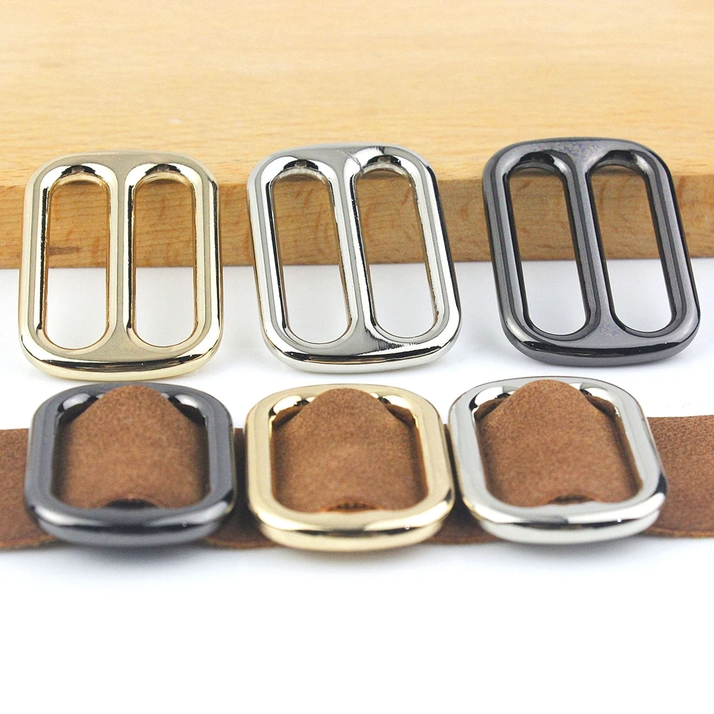 Description Picture 6 of item10 pcs Metal Tri Glide Slide Buckles Center Bar Adjuster Buckle for Leather Craft Bag Strap Belt Webbing 3 Sizes