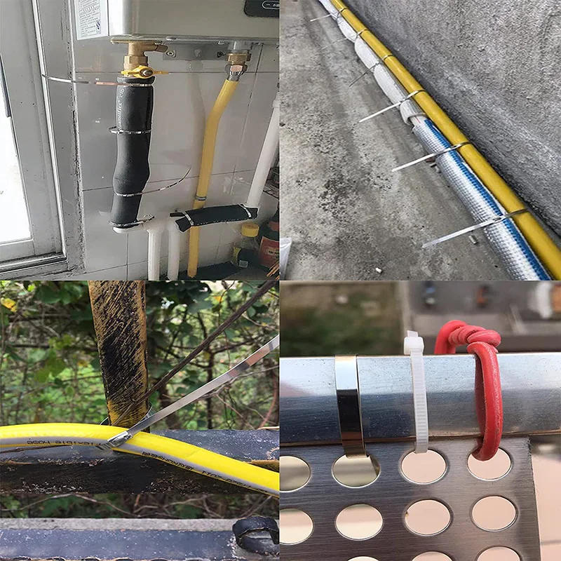 Description Picture 5 of item100PCS Stainless Steel Cable Ties, Self-locking High Temperature Resistant Metal Cable Ties, Buckle Type Wire-wound Locking Tool