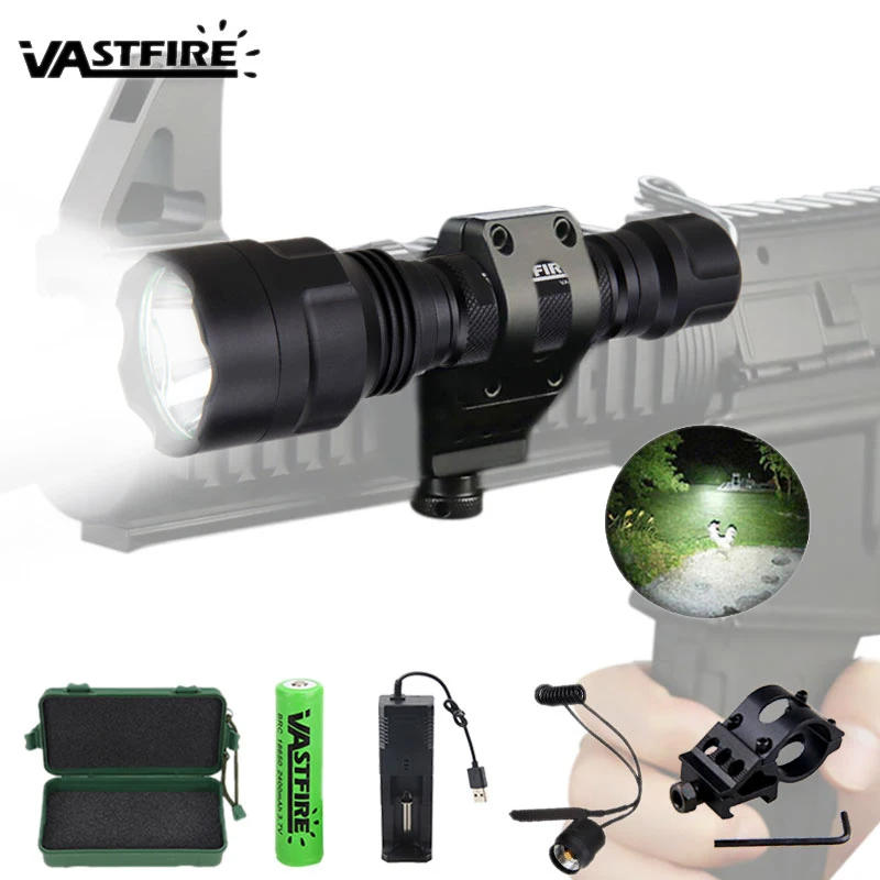 Description Picture 5 of item5000LM C8 LED Flashlight Tactical Rifle Scope Hunting Torch Portable Lantern+Remote Switch+Rail Barrel Mount+18650+Charger+Box