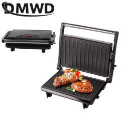 DMWD Electric Panini Maker Multifunctiona Grill Press Plate Breakfast Waffle Bread Sandwich Baking Machine Toaster Barbecue Oven