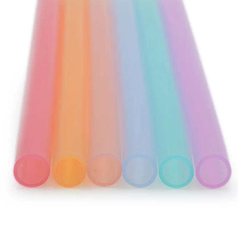 Description Picture 4 of item7pcs/set Creative Seamless Portable Flexible Transparent Silicone Straws Reusable Food Grade Beverage Juice Drinking Milk Straw
