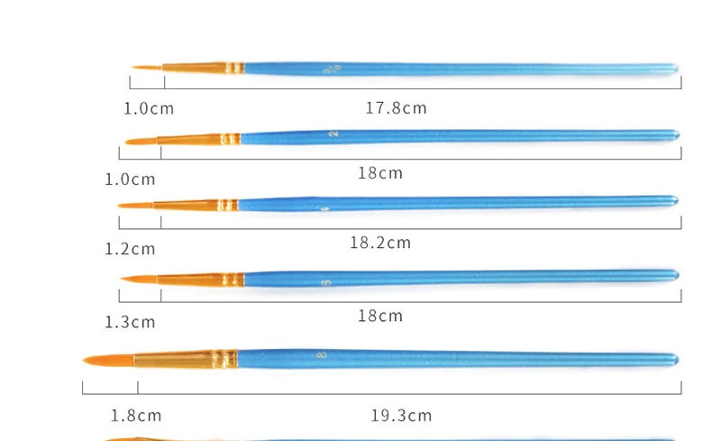 Description Picture 2 of itemNylon Hair Painting Brush 10Pcs/Set Painting By Numbers Tool Brushes Gouache Paint Brushes Different Shape Round Tip Kits