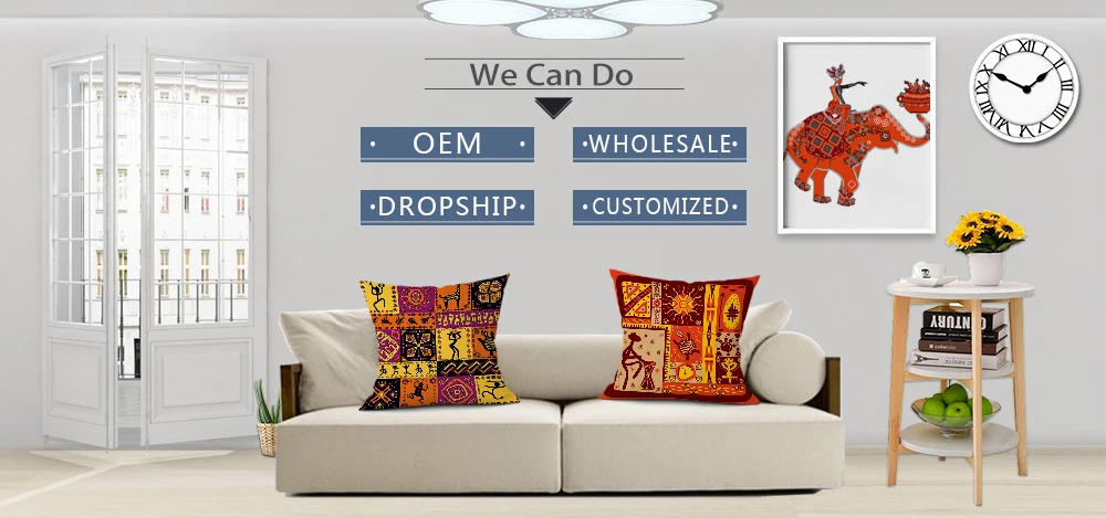 Description Picture 2 of itemAfrican Style Geometric Printing Cushion Covers Ethnic Linen Throw Elephant Pillow Case Sofa Car Seat Home Decorative Custom