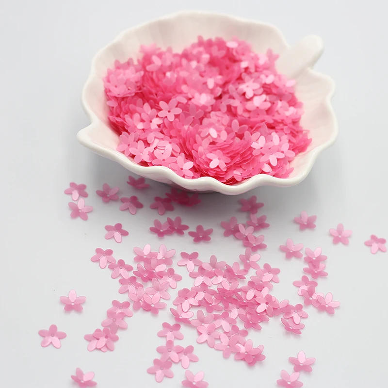 Description Picture 6 of item10mm Flower Seuiqns Five Petal Bloom Paillettes 3D Matte Color PVC Manicure Sequin for Craft Art Nails Beading Embroidery 800Pcs