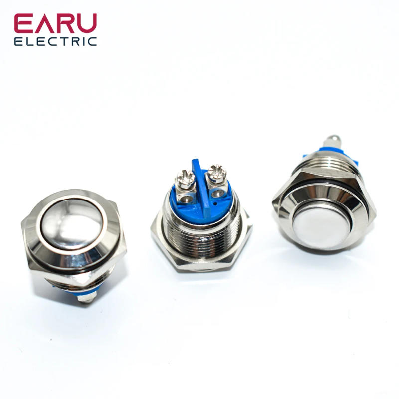 Description Picture 6 of item16mm 1NO High Flat Head Waterproof Momentary Reset Metal Push Button Switch Screw Terminal Car Engine Doorbell PC Power Switch