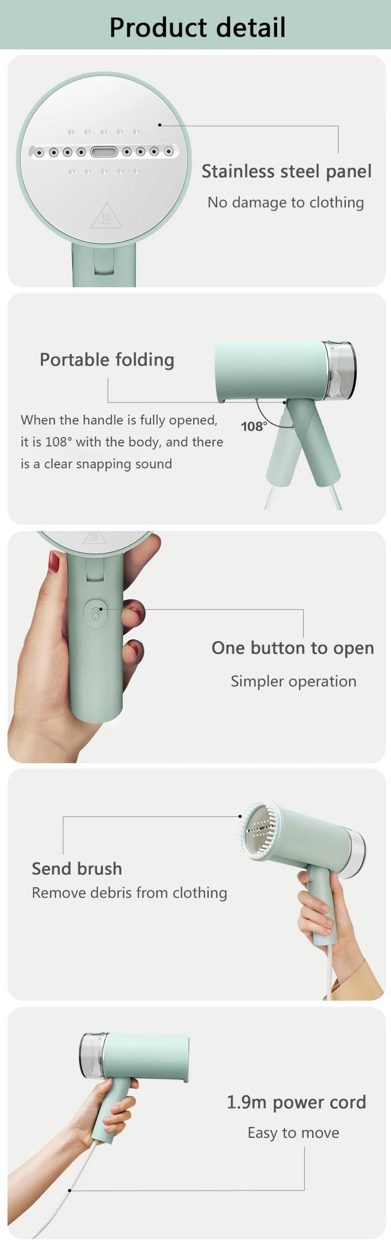 Description Picture 6 of itemDMWD Household Handheld hanging Iron Portable Folding Steam Iron Electric Garment Steamer Mini Ironing Machine Fast Heat Travel