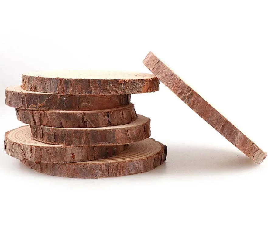 Description Picture 6 of item3-16CM Thick Natural Pine Round Unfinished Wood Slices Circles With Tree Bark Log Discs DIY Crafts Wedding Party Painting 1-10pc