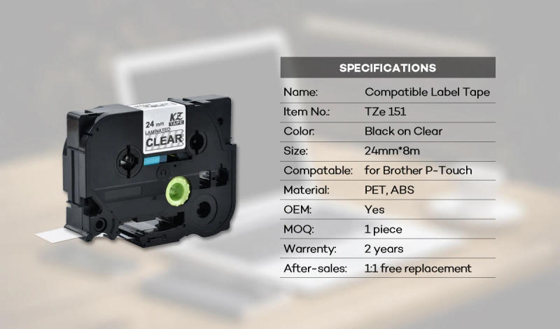 Description Picture 3 of item24mm Multicolor Laminated Label Tape label ribbon tze tape for Brother p-touch printers as Tze-251 tze-251 tze 251 tze251 tz251
