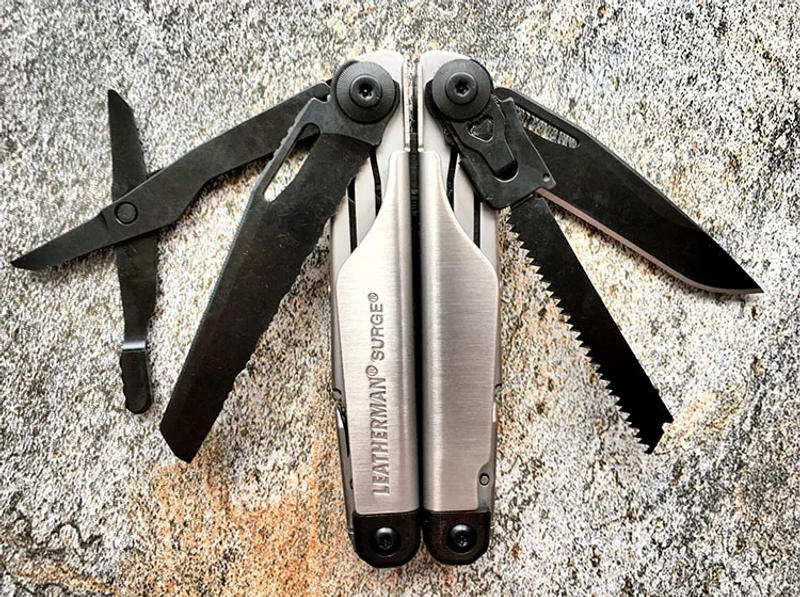 Description Picture 4 of itemLEATHERMAN - Surge Heavy Duty Multitool with Premium Replaceable Wire Cutters and Spring-Action Scissors, Black/Silver with Prem