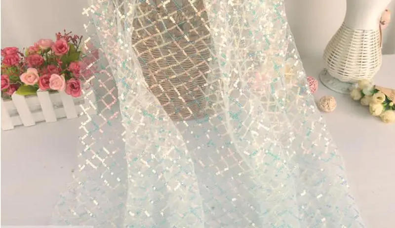 Description Picture 5 of itemNEW Arrival Sequin Fabric Tulle Gauze Mesh For Home Garden Wedding Brithday Party Stage Clothing Fabric Wedding Decoration D733