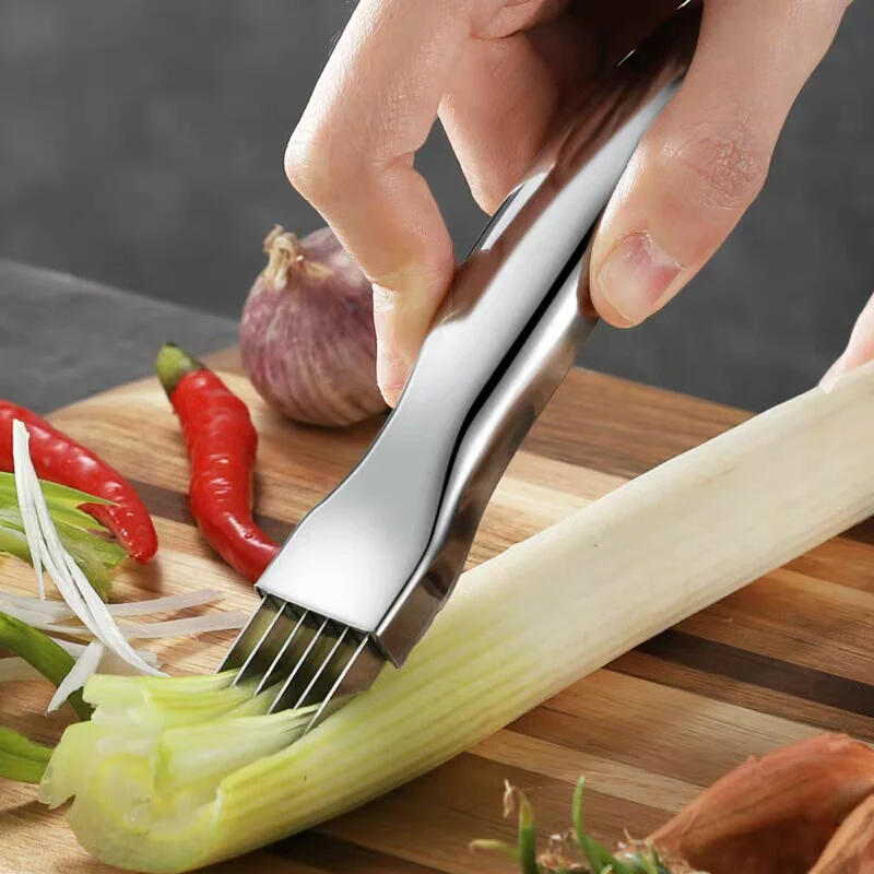 Description Picture 2 of itemGreen Onion Knife Stainless Steel Scallion Cutter Vegetable Onion Garlic Cutter Manual Shredder Slicer Kitchen Tools Gadgets