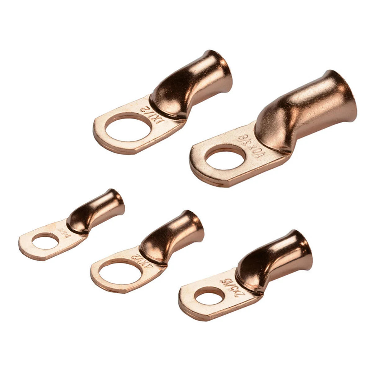 Description Picture 3 of item5Pcs 0-8AWG Bare Copper Ring Lugs Battery Crimp Terminals Electrical Wire Cable Connectors M5-M12 Kit Assortment