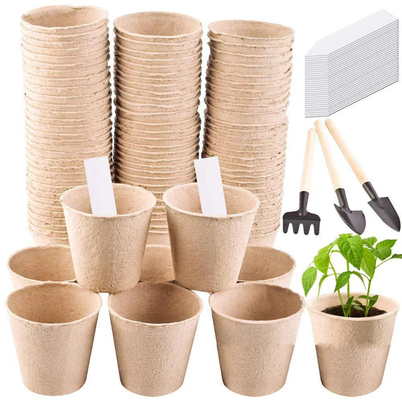 Description Picture 2 of item50 Pcs 6cm Garden Round Peat Pots Plant Seedling Starters Cups Nursery Herb Seed Tray Planting Tools Eco-friendly Biodegradable