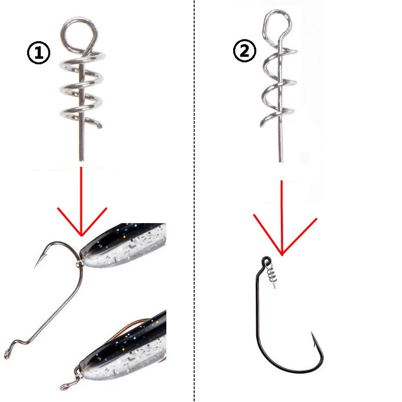 Description Picture 4 of itemStainless Steel Fishing pins Spring Twist Lock Fishing Hook Tool Centering Pins Fixed Latch Needle for Soft Lure Bait Worm