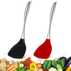 Non-Stick Silicone Spatula Stainless Steel Handle Turner Spatula Beef Meat Pancake Cooking Shovel Heat Resistant Kitchen Scraper