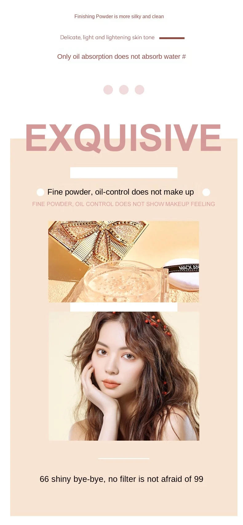 Description Picture 4 of item2 Colors Makeup Loose Powder Transparent Finishing Powder Waterproof Cosmetic Puff For Face Finish Setting With Puff