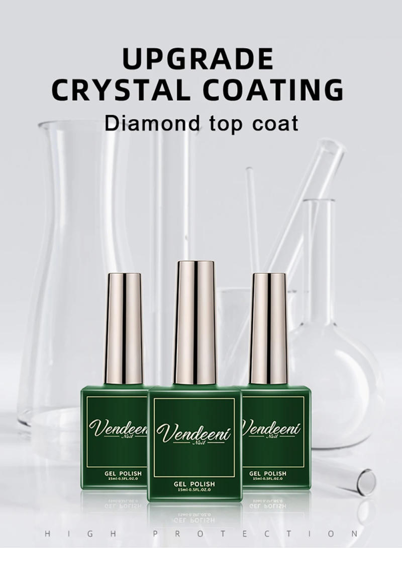 Description Picture 2 of itemVendeeni 15ml Diamond Top Coat For Gel Nail Polish Reinforce Long Lasting UV Soak Off Gel Varnish High Light Nail Art Primer Gel