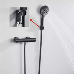 Thermostatic Shower Kit Black/Silver Brass Wall Mounted Thermostatic Barhroom Shower Mixer Valve Spray-head Bathroom Accessories