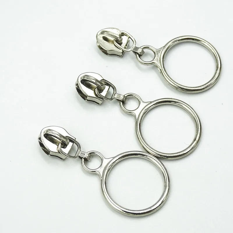 Description Picture 5 of itemGolden Silver Colored 20pcs 5# Nylon Circle Zipper Puller Clothing Accessories Zinc Alloy luggage And Home Textile Puller