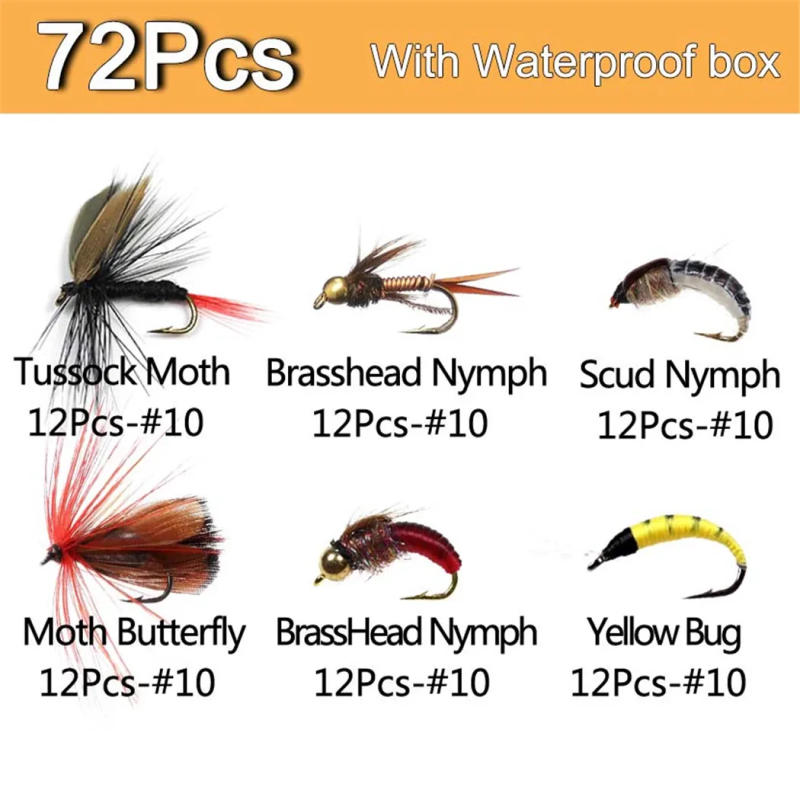 Description Picture 4 of item40-148Pieces/Box Trout Fly Fishing Assorted Flies Kit Nymph Dry Wet Flies Fishing Fly Lure