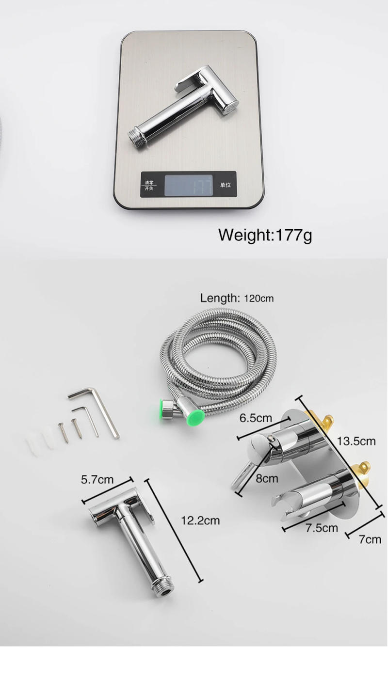 Description Picture 6 of itemFliger Black Handheld Bidet Sprayer Set Brass Bidet Faucet Portable Toilet Bidet Sprayer Hot Cold Water Bathroom Toilet Faucets