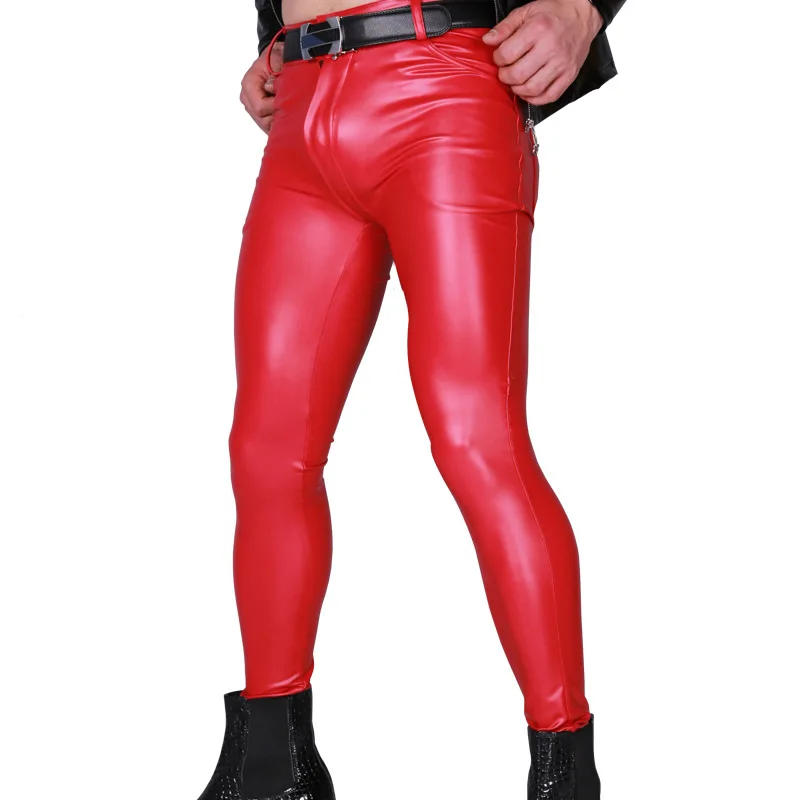 Description Picture 6 of itemSkinny Latex PU Leather Pants Sexy Oil Surface Latex Ammonia Skinny Cowboy Style Trousers Casual Pencil Pants Thicken Leggings