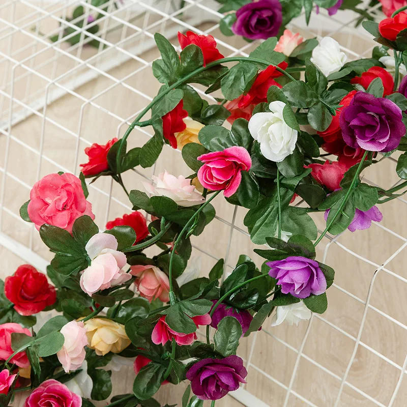 Description Picture 3 of item2.2 Meters Rose Artificial Flowers Christmas Garland for Wedding Home Room Decoration Spring Autumn Garden DIY Fake Plant Vine