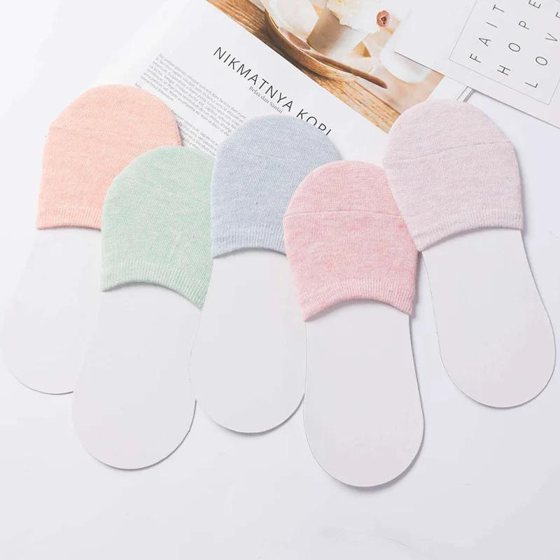 Description Picture 4 of item5 Pairs Forefoot Socks Women's Summer Candy Color Female Half Foot Toe Cover Half Socks Heels Invisible Cotton Breathable Socks