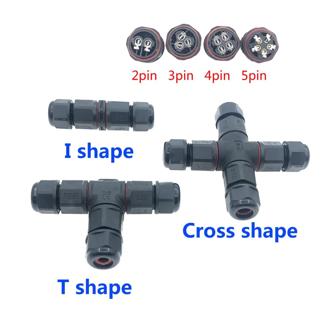 Description Picture 4 of itemIP68 Waterproof Connector 2 Pin 3 Pin 4 Pin 5 Pin Electrical Terminal Adapter Wire Connector Screw Pin connector LED Light