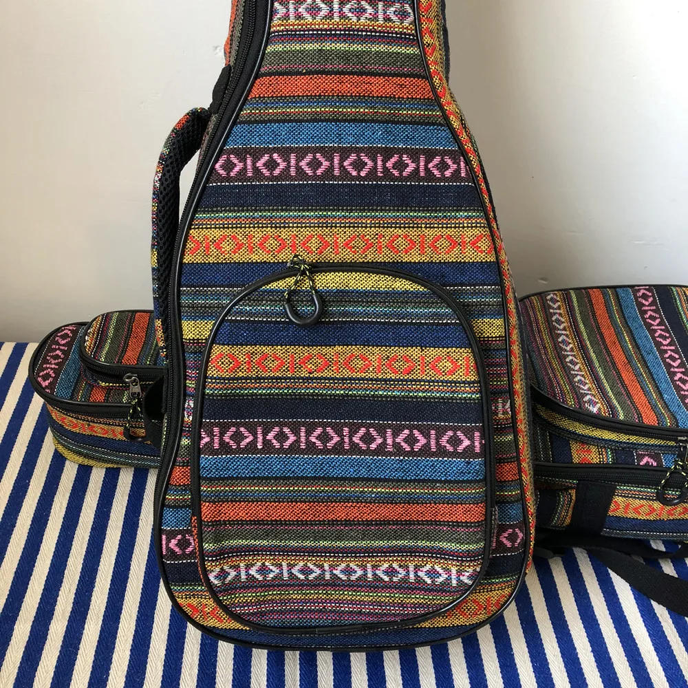 Description Picture 5 of item28 30 Inches Guitalele Ukulele Guitar Case Soft Bag Baritone Stripe Blue Backpack Ukelele Guitarra Accessories Gig Acoustic