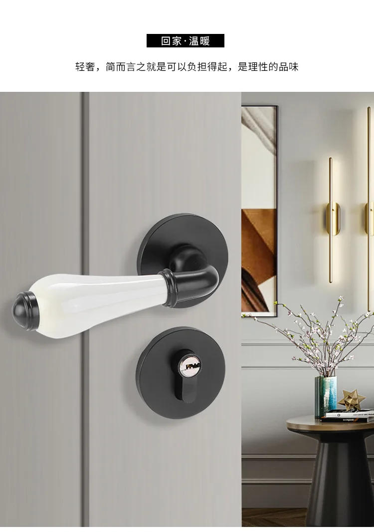 Description Picture 6 of itemAmerican Retro Split Door Lock Mute Lock Cylinder Indoor Bedroom Home Room Door Lock Wooden Door Lock Set Handle Lock