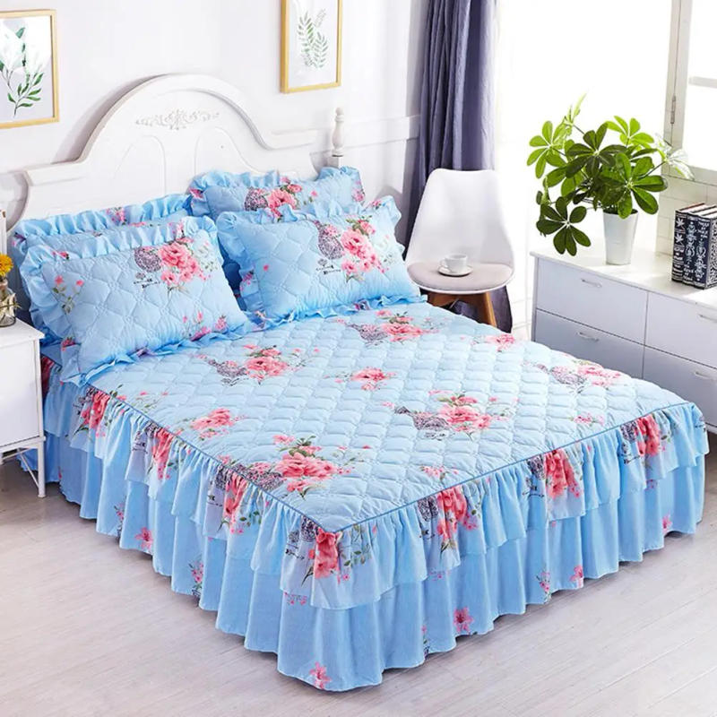 Description Picture 2 of itemDouble Layer Thickened Bedspread Laced Fitted Sheet Bed Cover/Pillow Cover