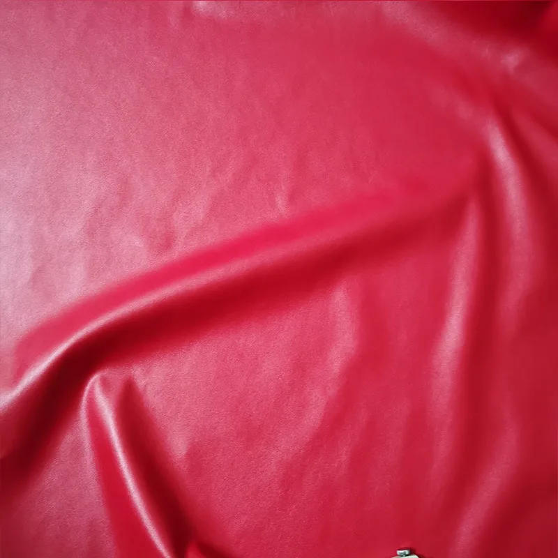 Description Picture 3 of itemGood Red Faux Leather Fabric Elastic Soft One Way Stretch Synthetic PU Leather Fabric Sewing Diy Women Pants Outerwear Clothing
